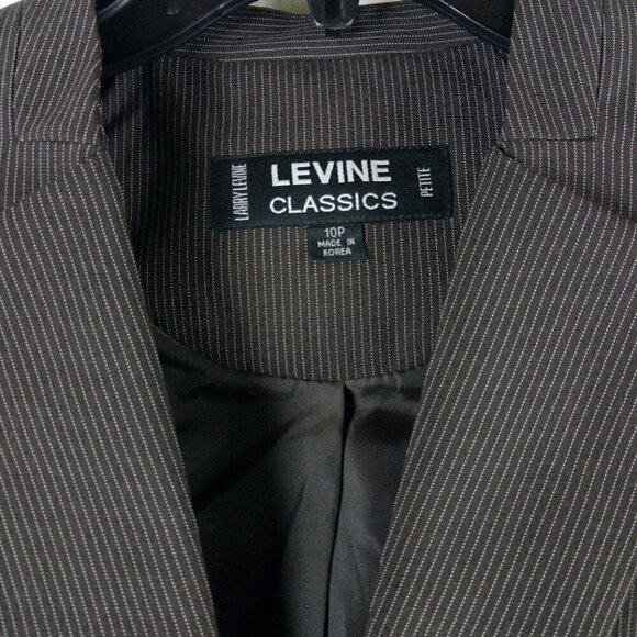 Larry Levine Classics Women's 10P 2 Btn Brown Pinstripe 3pc Pants Skirt … - Picture 4 of 16